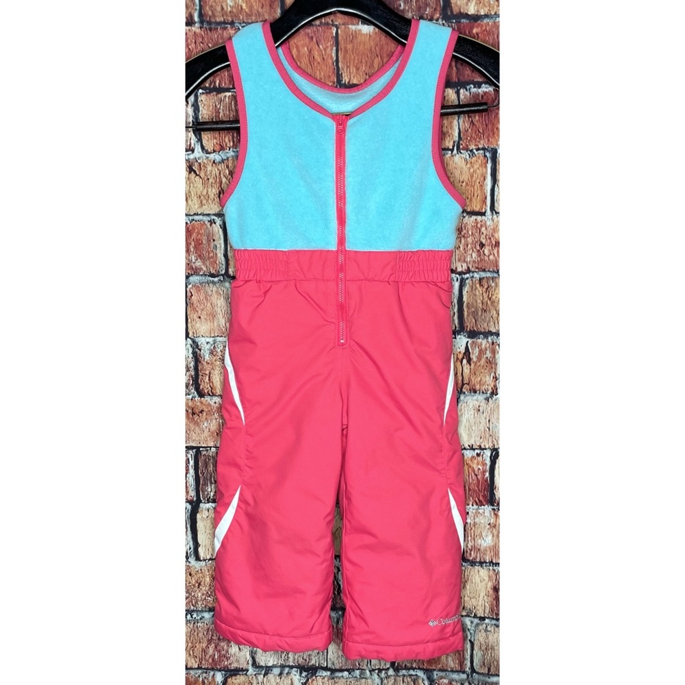 Columbia Toddler Girls Pink Blue Ski Snow Bib Adjustable Shoulder Size 3T